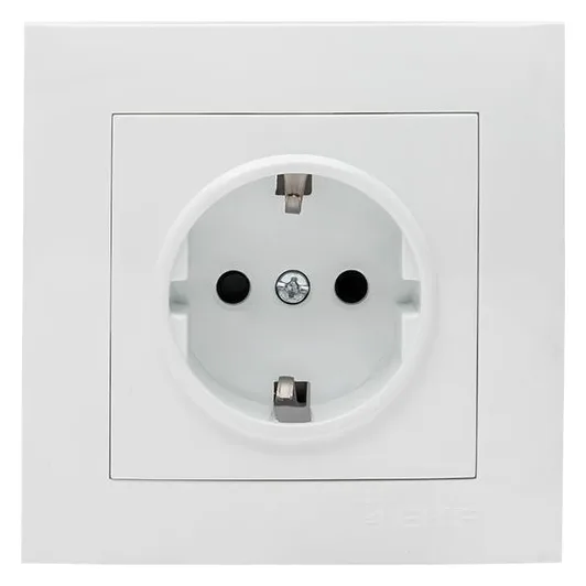 Розетка 1-м СП Валенсия 16А IP20 с заземл. защ. шторки бел. PROxima EKF EWR16-028-10