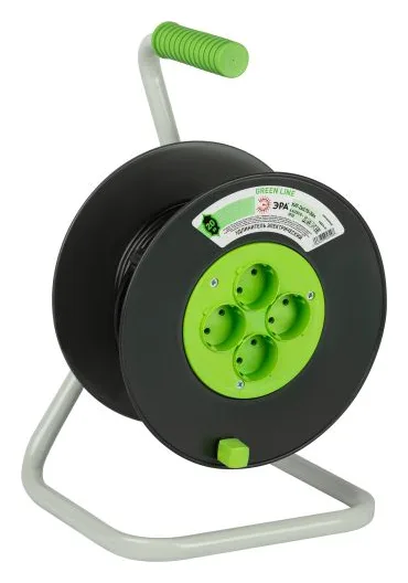 Удлинитель на пластик. катушке 4х20м без заземл. 6А IP20 GREEN LINE KAT-2x0.75-20m ПВС 2х0.75 Эра Б0065069