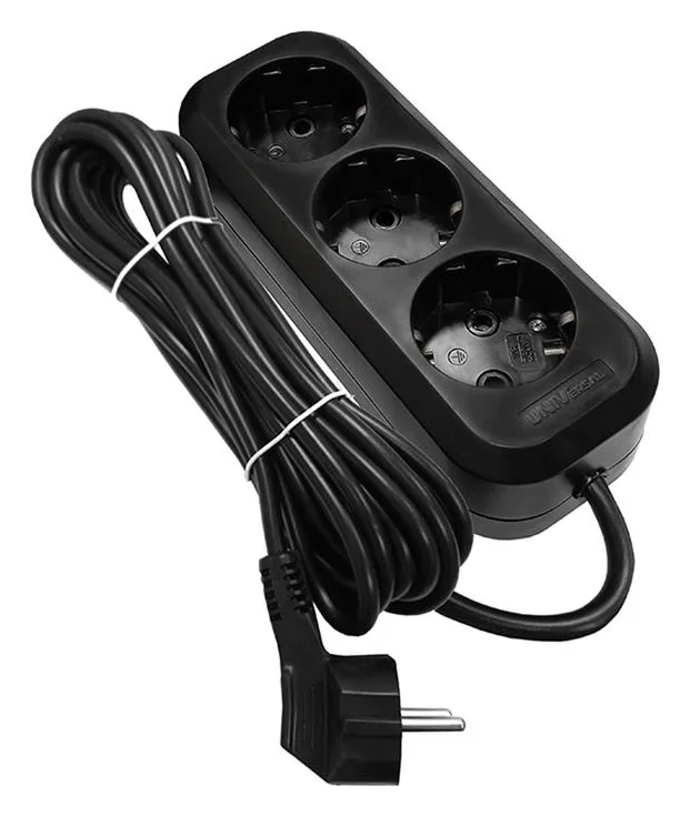 Удлинитель 3х3м с заземл. 10А IP20 У10-554 ПВС 3х0.75 черн. UNIVersal 1982