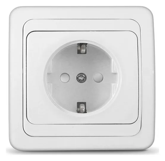 Розетка 1-м СП Валери 16А IP20 с заземл. защ. шторки бел. UNIVersal В0028х