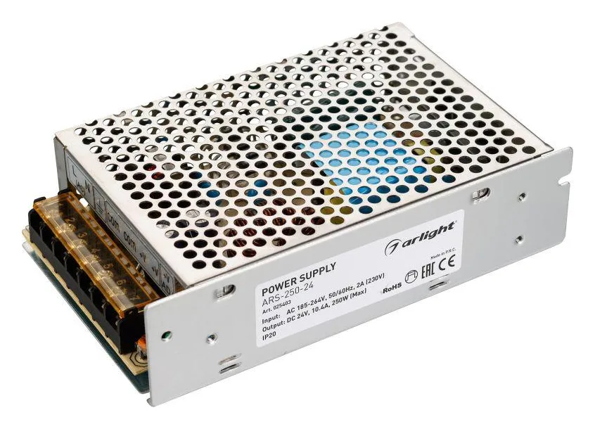 Блок питания ARS-250-24 24В 10.4А 250Вт IP20 сетка 2 года Arlight 025403