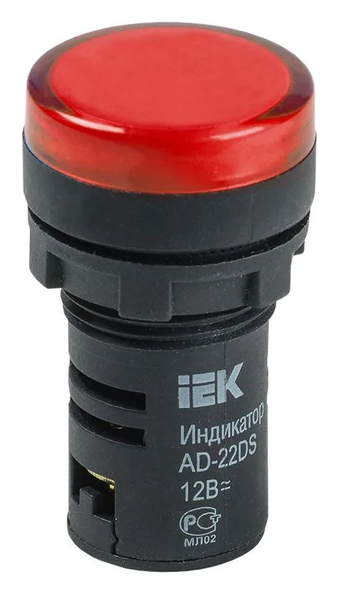 Лампа светосигнальная AD22DS d22мм 12В AC/DC красн. KARAT IEK BLS10-ADDS-012-K04