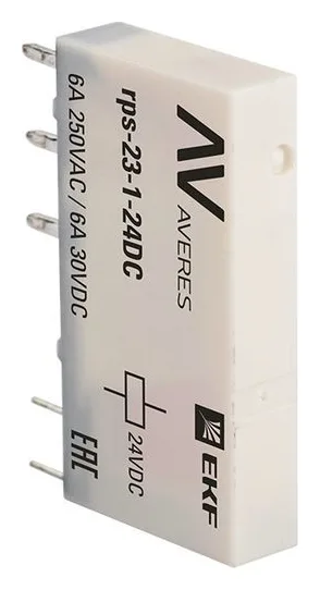 Реле промежуточное РП slim 23/1 6А 24В DC AVERES EKF rps-23-1-24DC