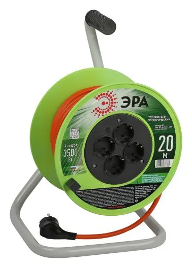 Удлинитель на катушке 4х20м с заземл. RP-4e-3x1.5-20m ПВС 3х1.5 Эра Б0056101