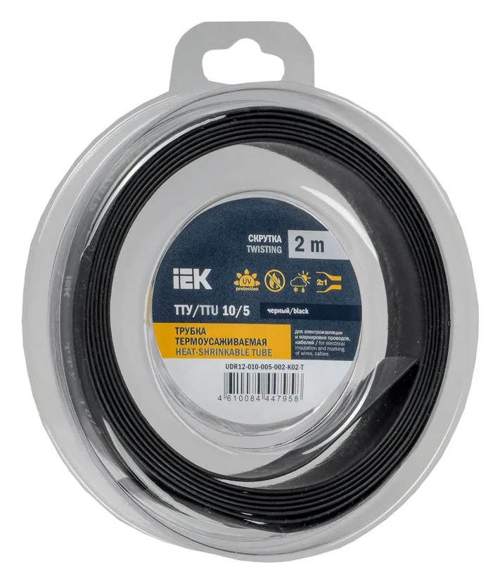 Трубка термоусадочная ТТУ нг-LS 10/5 черн. (уп.2м) IEK UDR12-010-005-002-K02-T