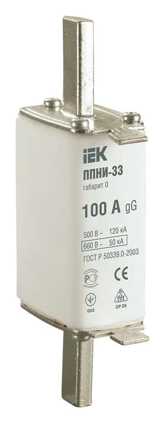 Вставка плавкая ППНИ-33 100А габарит 0 IEK DPP20-100