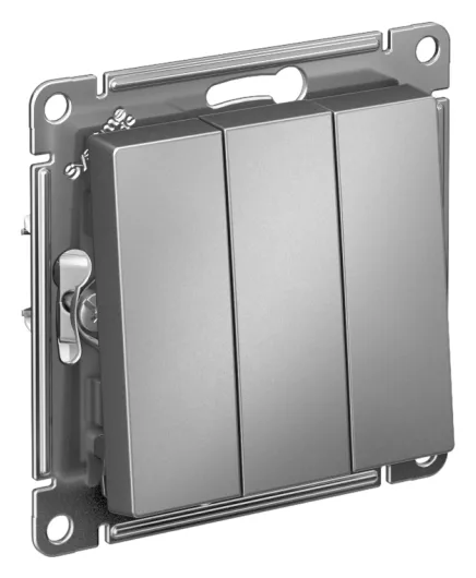 Выключатель 3-кл. СП AtlasDesign 10А IP20 (сх. 1+1+1) 10AX механизм сталь SE ATN000931