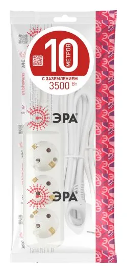 Удлинитель 3х10м с заземл. 16А IP20 U-3e-10m-3х1 ПВС 3х1 Эра Б0028373
