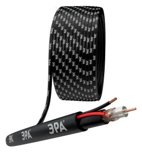 Кабель для аналогового видеонаблюдения K-0.5-PE КВК-П-2+2х0.5кв.мм 200м черн. Эра Б0052733
