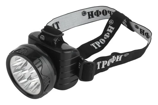 Фонарь аккумуляторный налобный TG9 9LED аккум. 4В 0.9А.ч ЗУ 220В (картон. упак.) Трофи C0045557