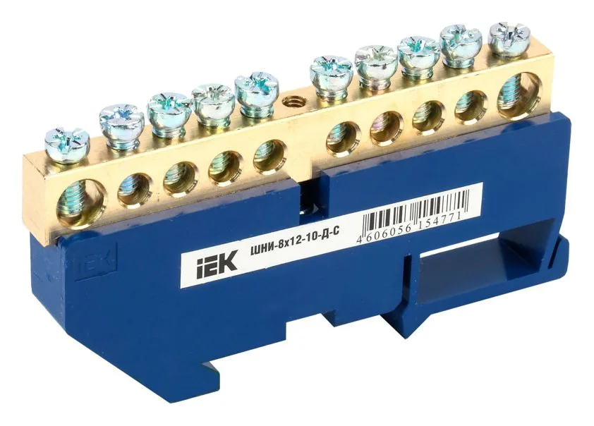 Шина нулевая на DIN-изол. ШНИ-8х12-10-Д-С IEK YNN10-812-10D-K07
