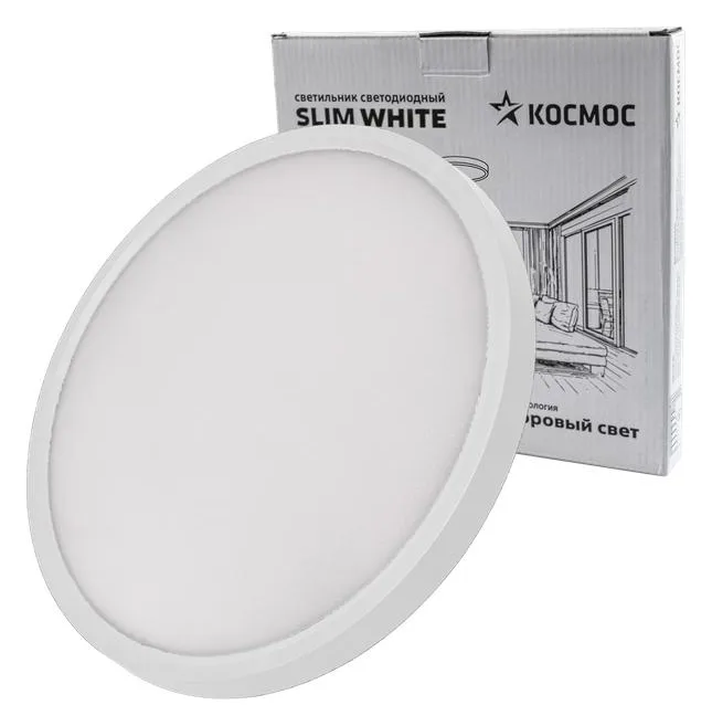 Светильник светодиодный SLIM WHITE 38Вт 4500К IP40 2650лм 230В 400х25мм КОСМОС KSlim38w_W4500K