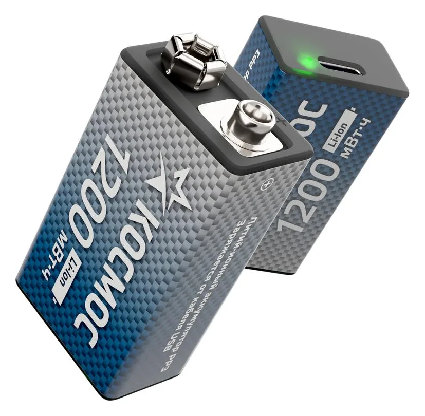 Аккумулятор крона Li-ion 9В 1200мВт.ч (блист.1шт) КОСМОС KOCLi9V1200mAh1BL
