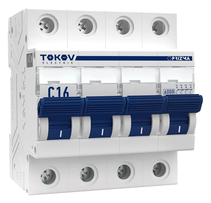 Выключатель автоматический модульный 4п C 16А 6кА PRIZMA TOKOV ELECTRIC TKE-PZ60-MCBI-4-16-C