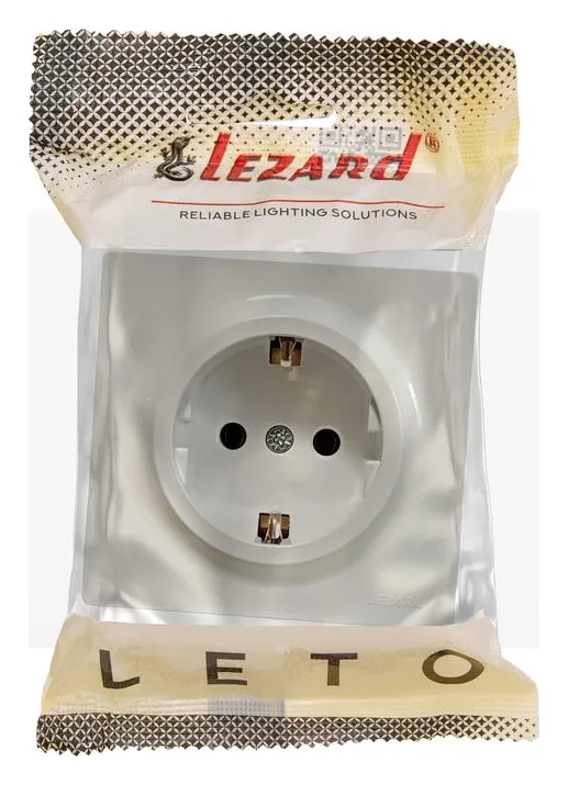 Розетка 1-м ОП LETO с заземл. ПБТ крем LEZARD 752-0300-122B