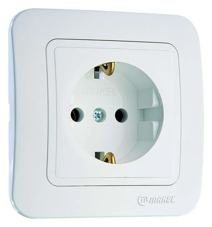 Розетка 1-м СП Lillium 16А IP20 с заземл. бел./бел. Makel 70028