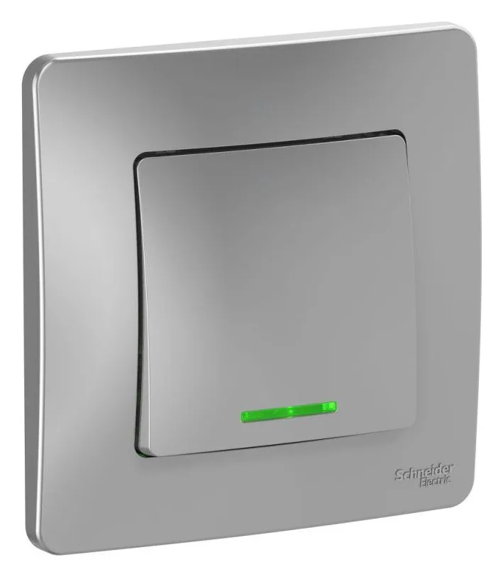 Выключатель 1-кл. СП Blanca 10А IP20 (сх. 1) 250В с подсветкой алюм. SE BLNVS010113