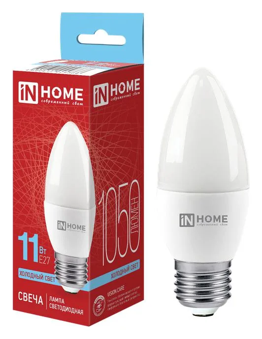 Лампа светодиодная LED-СВЕЧА-VC 11Вт свеча 6500К холод. бел. E27 1050лм 230В IN HOME 4690612024868