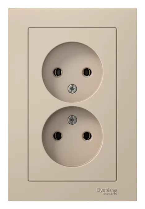 Розетка 2-м. AtlasDesign 16А без заземл. в сборе песочн. SE ATN001220