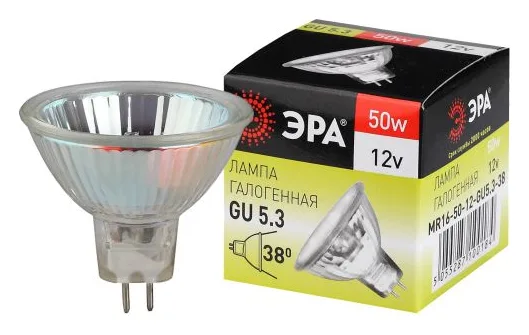 Лампа галогенная GU5.3-MR16-50W-12V-Cl ЭРА C0027358