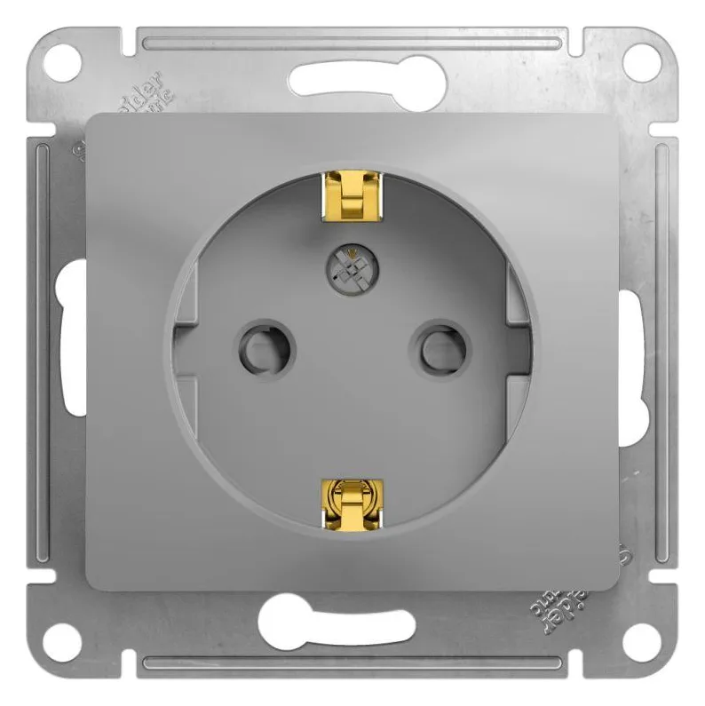 Розетка 1-м СП Glossa 16А IP20 с заземл. защ. шторки механизм алюм. SE GSL000345