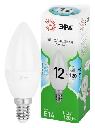 Лампа светодиодная GREEN LINE B35-12W-840-E14 GL 12Вт свеча 4000К яркий свет бел. E14 Эра Б0067140