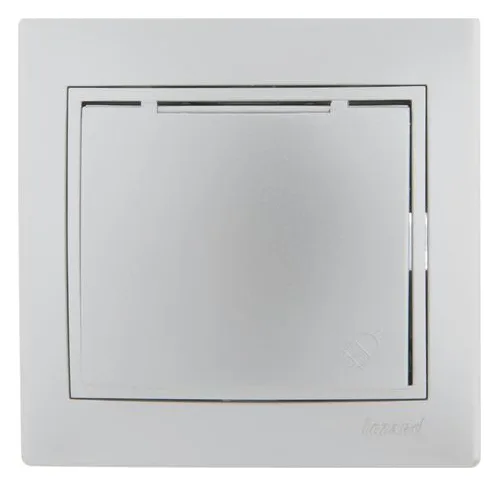Розетка 1-м СП Mira 16А IP20 с заземл. с защ. крышкой со вставкой керамика сер. метал. LEZARD 701-1010-123