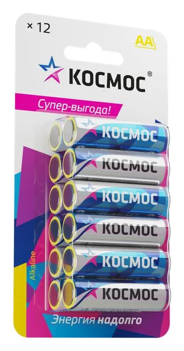 Элемент питания алкалиновый AA/LR6 BP-12 (блист.12шт) КОСМОС KOCLR6BL12