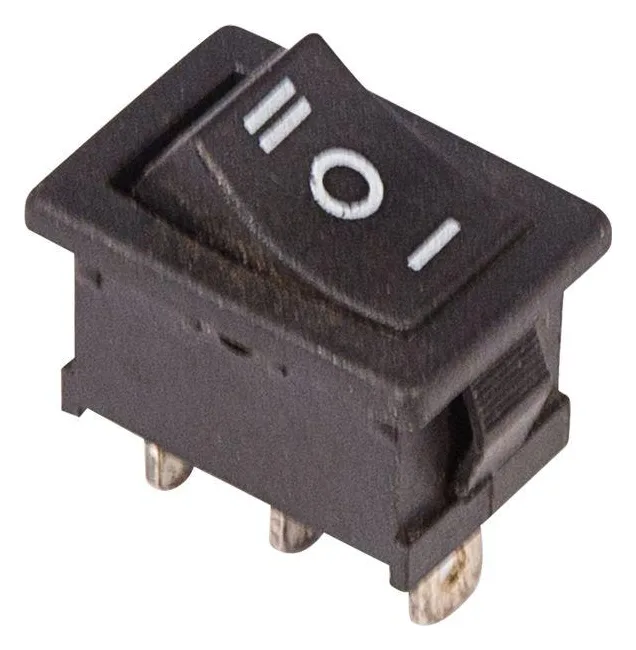 Выключатель клавишный 250В 6А (3с) ON-OFF-ON черн. с нейтралью Mini (RWB-205 SC-768) Rexant 36-2145