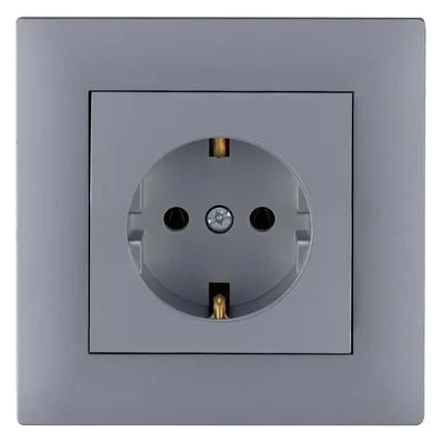 Розетка 1-м Karea RIZZ STAR с заземл. сер. Makel 88065028