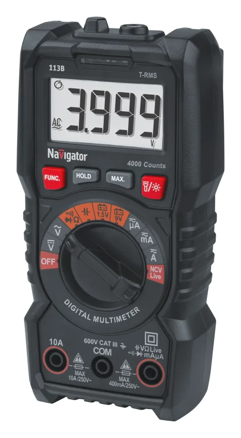 Мультиметр 95 766 NMT-Mm-113B True RMS с авто выбором значений Navigator 95766
