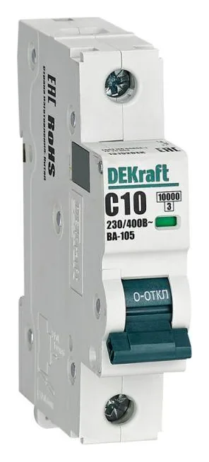 Выключатель автоматический модульный 1п C 10А 10кА ВА-105 DEKraft 13152DEK