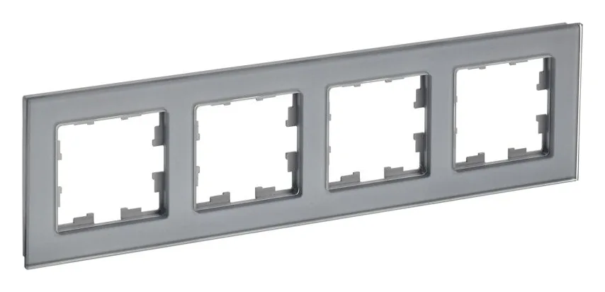 Рамка 4-м BRITE РУ-4-2-БрСе стекло сер. IEK BR-M42-G-K03