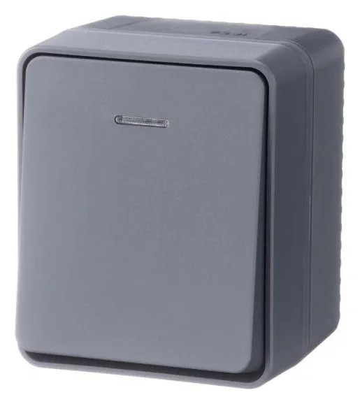 Выключатель 1-кл. ОП AtlasDesign PROFI IP54 10AX с подсветкой антрацит SE ATN544013