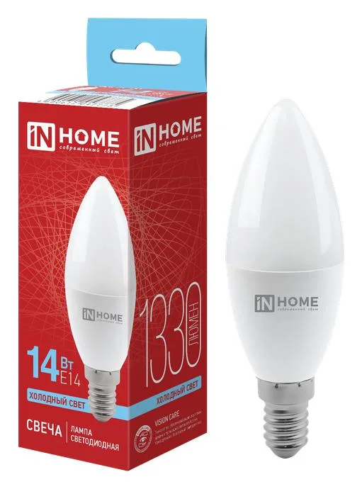 Лампа светодиодная LED-СВЕЧА-VC 14Вт E14 6500К 1330лм IN HOME 4690612047775