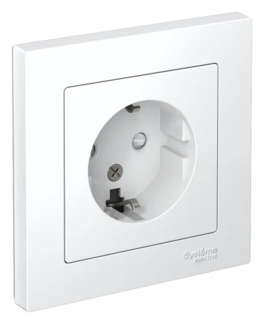 Розетка 1-м СП AtlasDesign 16А IP20 с заземл. защ. шторки в сборе бел. SE ATN000144