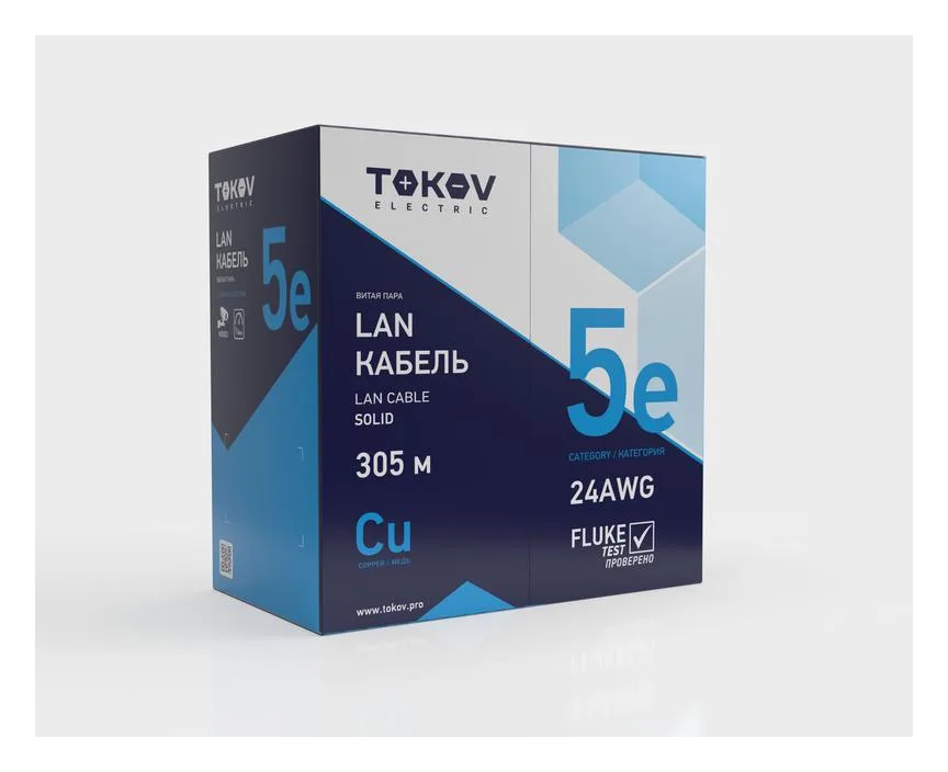 Кабель витая пара U/UTP 2х2х24AWG кат.5E PE outdoor 305м (м) TOKOV ELECTRIC TKE-C05-U22-5E-305-OD