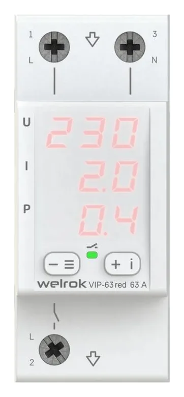 Реле напряжения VIP-63 red многофункц. Welrok 4660251140342