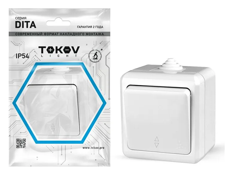 Переключатель 1-кл. ОП Dita IP54 10А 250В бел. TOKOV ELECTRIC TKL-DT-P1-C01-IP54