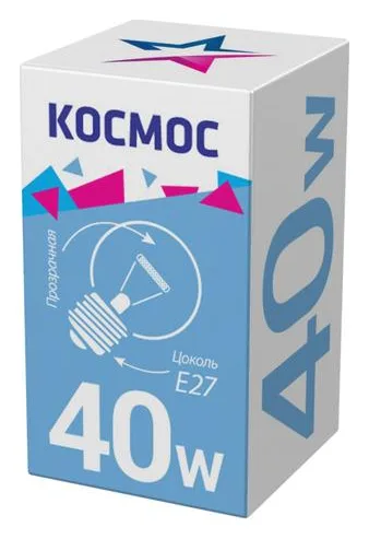 Лампа накаливания Шар 40Вт E27 прозр. Космос LKsmSSpCL40E27v2