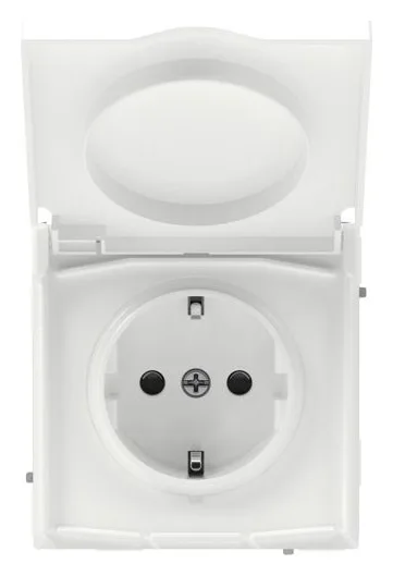 Розетка силовая KANT IP44 2P+E защ. шторки с крышкой бел. магнолия DKC 7000013