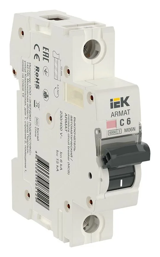 Выключатель автоматический модульный 1п C 6А M06N ARMAT IEK AR-M06N-1-C006