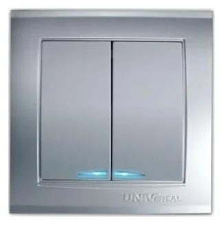 Выключатель 2-кл. СП Бриллиант 10А IP20 с подсветкой серебр. UNIVersal 7949667