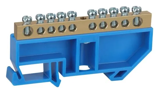 Шина N "ноль" на DIN-изол. ШНИ-6х9-10-Д NO-222-46 син. ЭРА Б0033427
