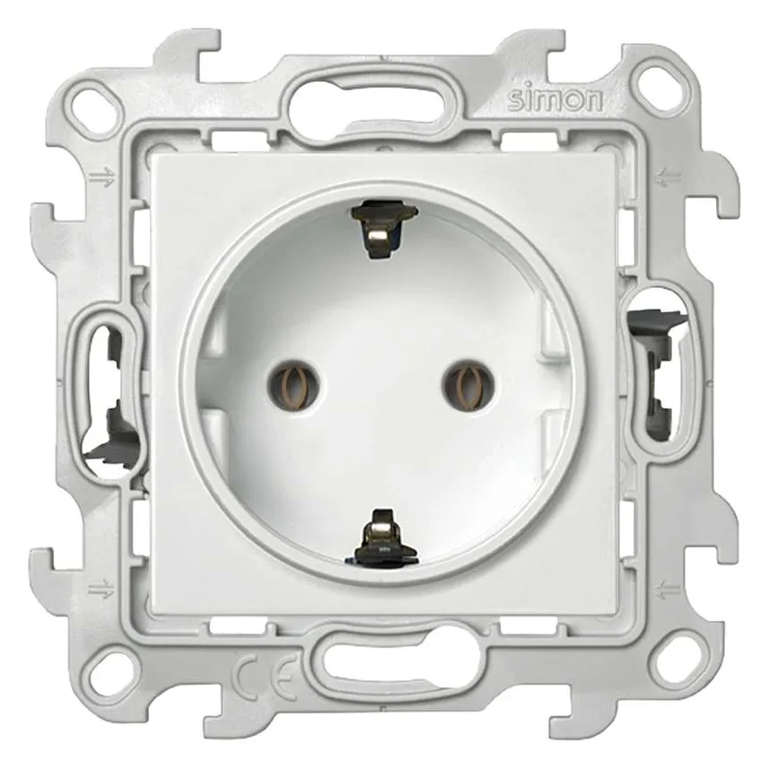 Розетка 1-м СП Simon 24 16А IP20 2P+E Push&Go без защ. шторок механизм бел. Simon 2420434-030