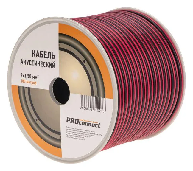 Кабель Stereo 2х1.5 красн./черн. бухта (м) PROCONNECT 01-6106-6