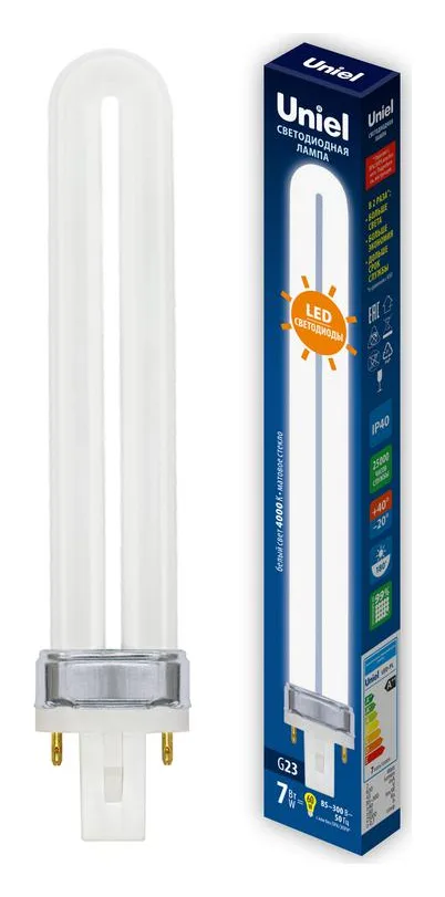 Лампа светодиодная LED-PL-7W/4000K/G23/FR PLZ03WH 7Вт форма PL матов. 4000К бел. свет картон Uniel UL-00005662