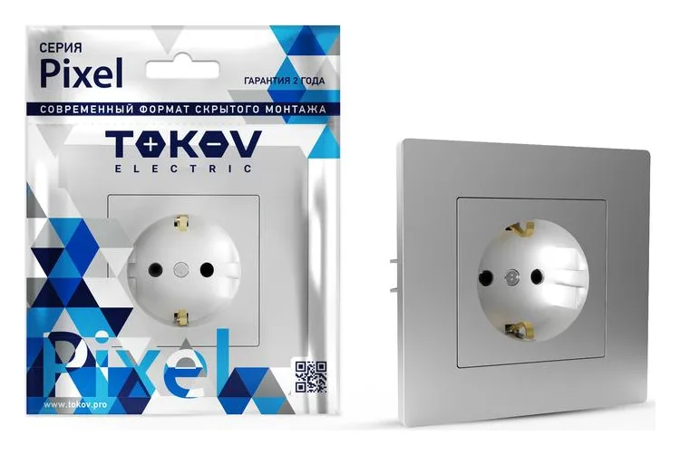 Розетка 1-м СП Pixel 16А IP20 с заземл. защ. шторки в сборе алюм. TOKOV ELECTRIC TKE-PX-R1FZSF-C03