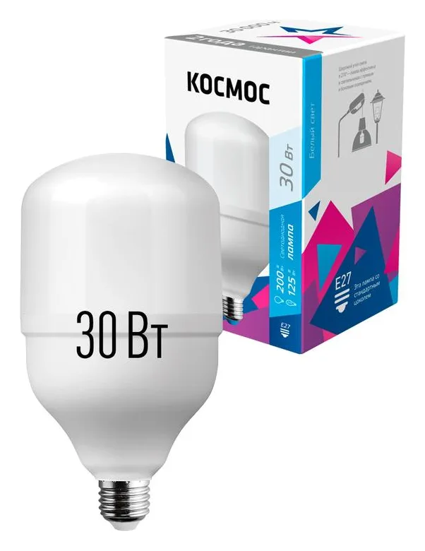 Лампа светодиодная HВтLED 30Вт 220В E27 4500К Космос LksmHWLED30WE2745