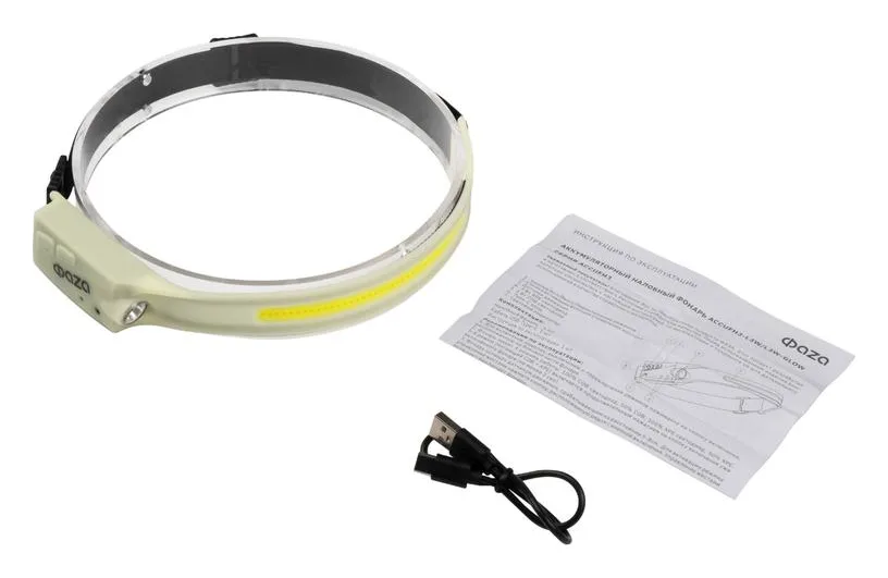 Фонарь аккумуляторный налобный ФАZА AccuFH3-L3W/L3W-GLOW 3Вт COB+3Вт XPE (5режимов упраление жестами) IP44 ФАZА 5061729